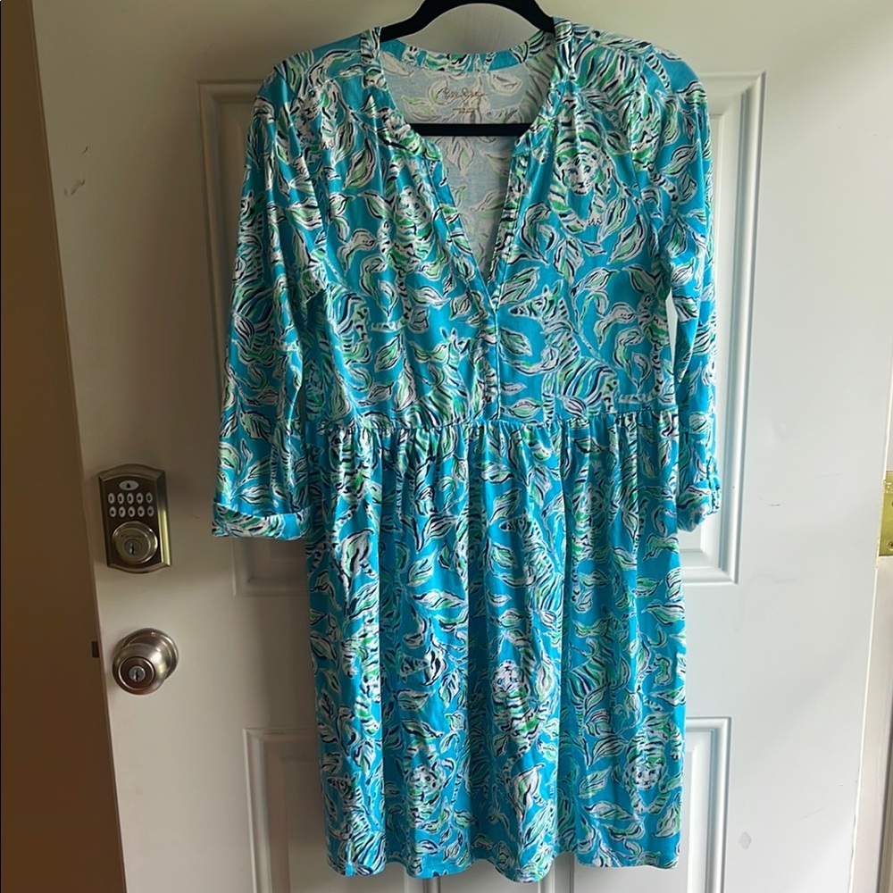 Lilly Pulitzer Loran Blue Patterned Dress, size Med.